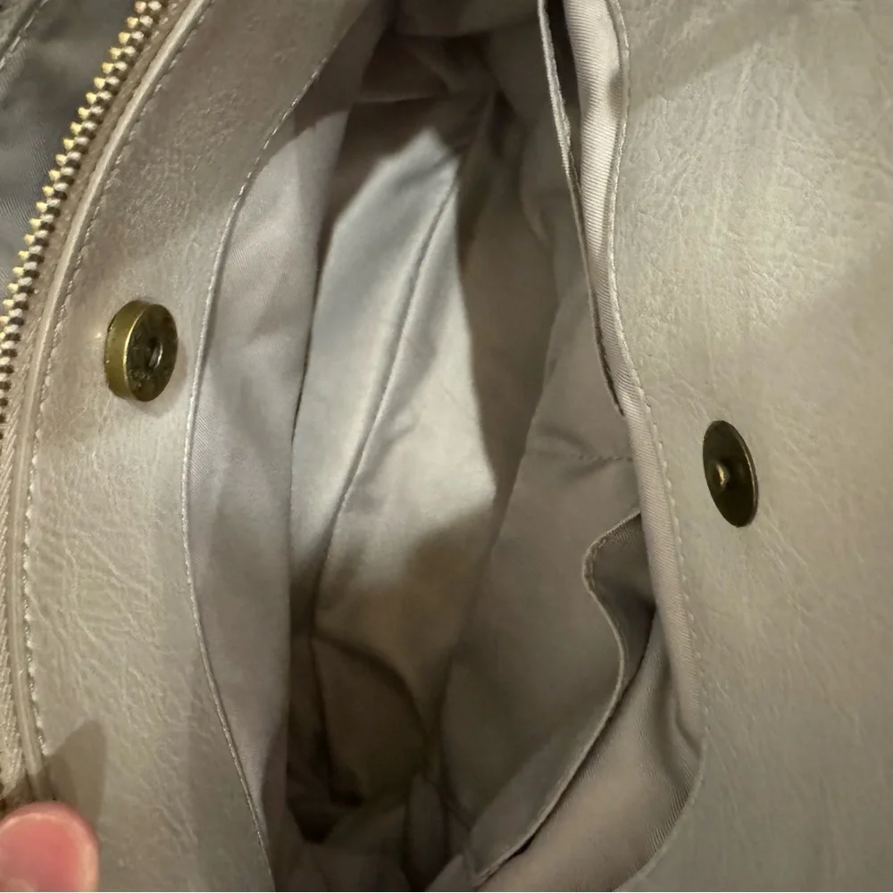 Fossil Lane Satchel Neutral Cream Brown Multi